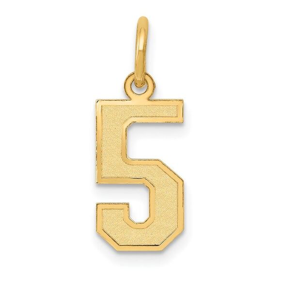 14k Yellow Gold, Jersey Collection, Small Number 5 Pendant - Picture 1 of 5